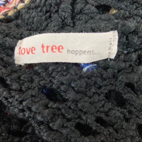 Love Tree Hooded Cardigan Long Macrame Fringe Open Knit Colorful Stripe Sweater - Picture 10 of 12